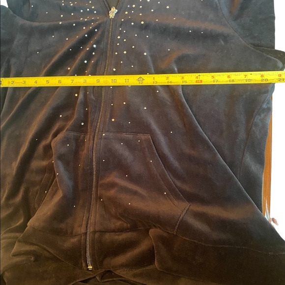 Style & Co Black Velour Hoodie Track Suit with Rhinestone Accents - Picture 5 of 15